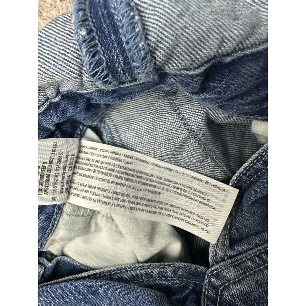 Abercrombie & Fitch Bib Overalls Size XS Denim Stretch Distressed Holes Cropped - Picture 12 of 15